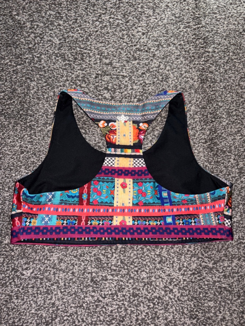 Johnny Was Bee Active Racerback Sports Bra Beatrice Patchwork Reversible NO Tag - Picture 3 of 9
